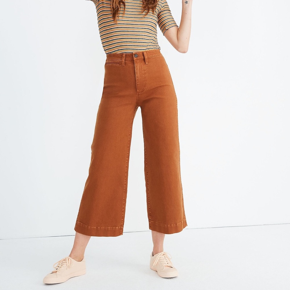 Madewell Emmett Wide Leg Crop size 25 warm coffee